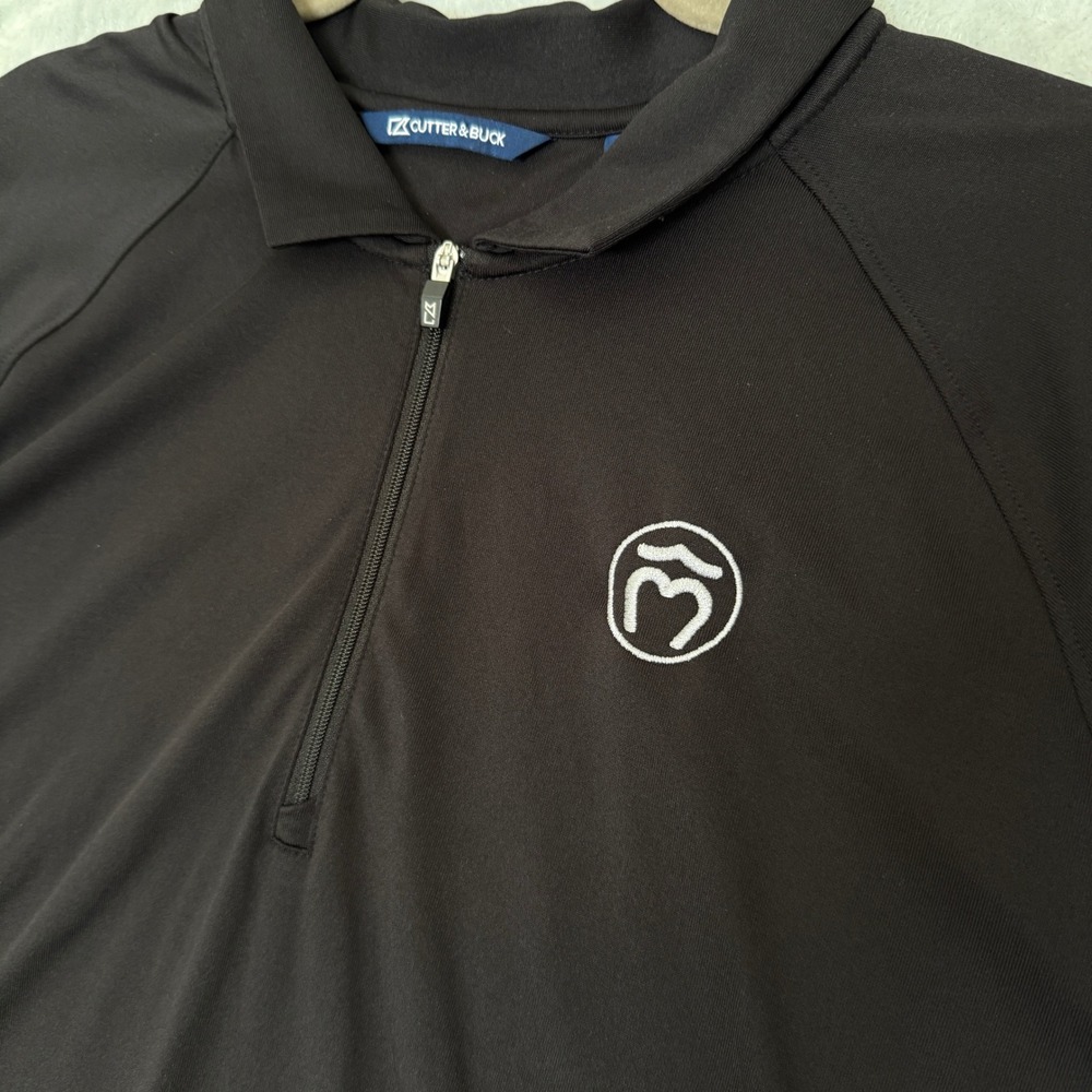 Cutter & Buck Mens XL Black Quarter Zip Performance Polo Shirt Short Sleeve Logo - Picture 6 of 9